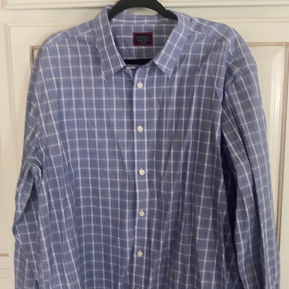 Blue plaid untuckit dress shirt xxl